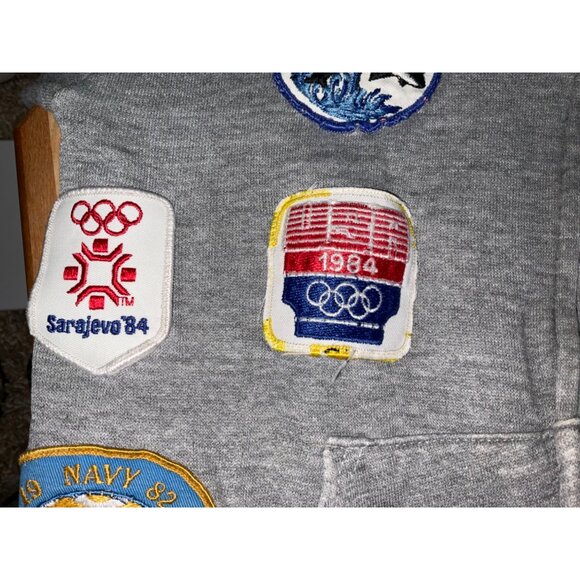 Vintage Gray Hoodie With Sewn-On Collectible Patches - Picture 14 of 16